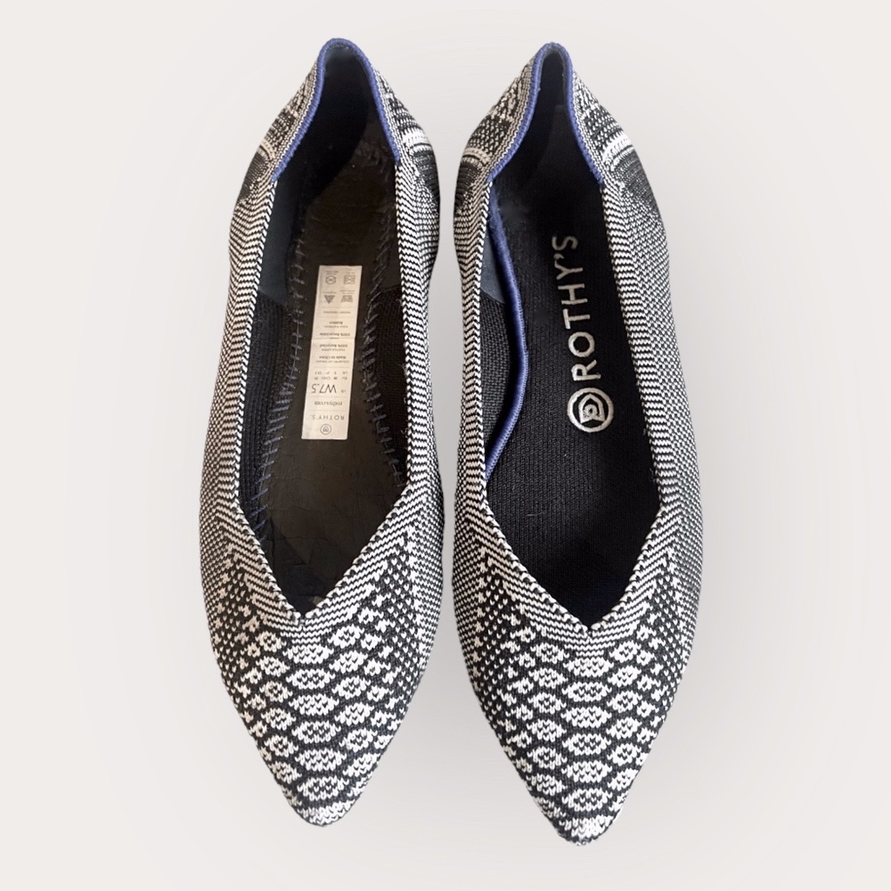 Rothy’s Rare Retired Python The Point Flats Black… - image 1